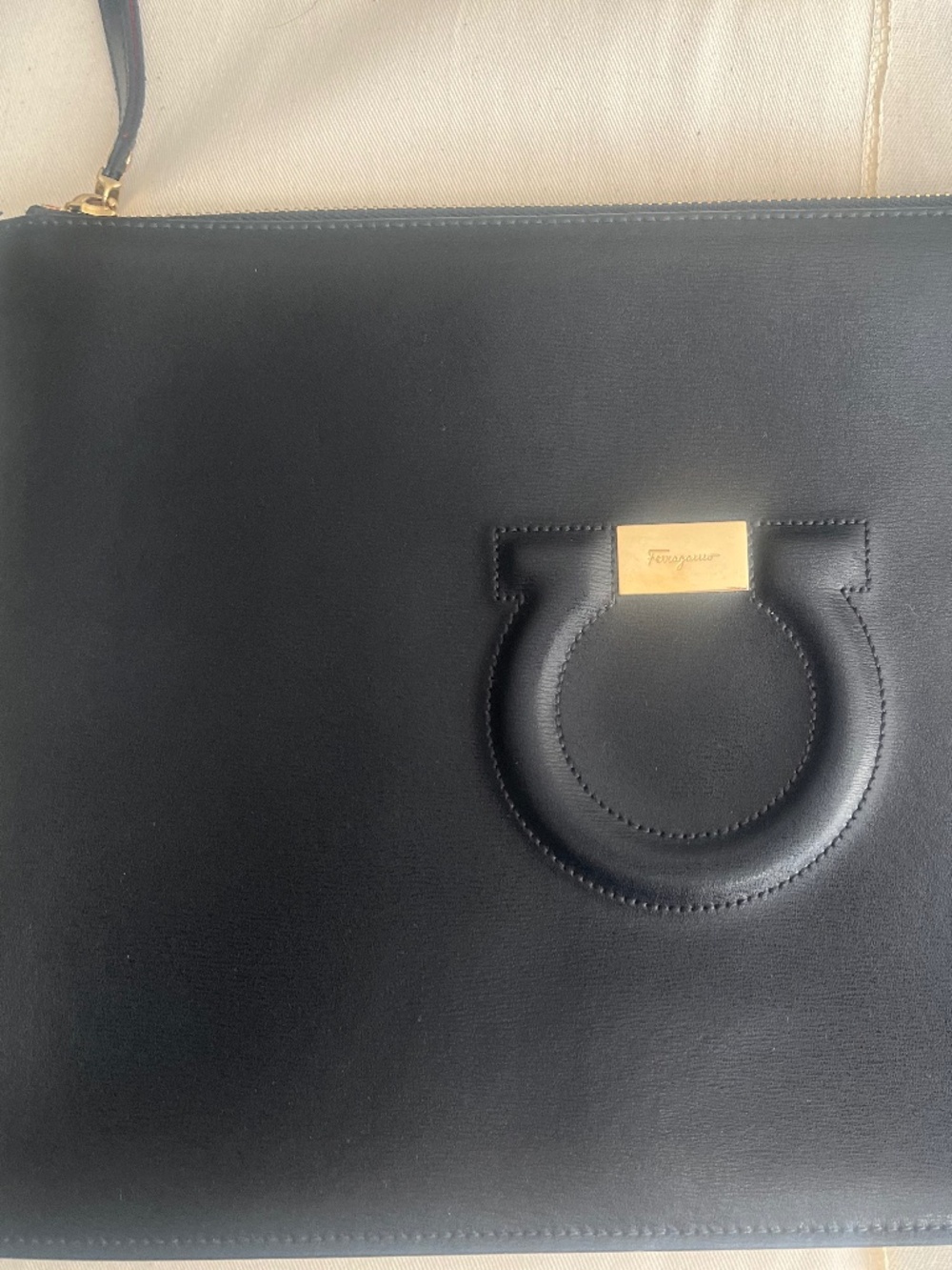 Vintage Ferragamo Black Leather Clutch